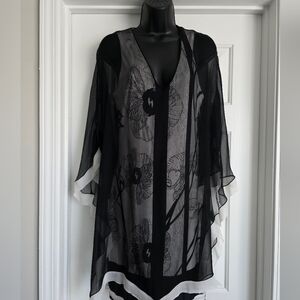 Analili Chiffon Silk Dress Black/white Midi Size M/L
